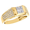 14K Yellow Gold Baguette & Round Cut Diamond Wedding Band 9mm Pinky Ring 3/4 CT