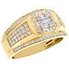 14K Yellow Gold Round & Baguette Diamond Statement Pinky Ring 12.50mm Band 1 CT.