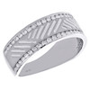 10K White Gold Round Diamond Wedding Band Channel Set 8mm Textured Ring 1/2 CT.