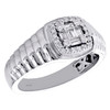 14K White Gold Baguette Cut Diamond Step Shank Cluster Wedding Band Ring 1/3 CT.