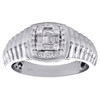 14K White Gold Baguette Cut Diamond Step Shank Cluster Wedding Band Ring 1/3 CT.