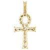 10K Yellow Gold Diamond Egyptian Ankh Cross Pendant 1.90" Prong Set Charm 1/2 CT.