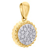 10K Yellow Gold Diamond Milgrain Circle Frame Cluster Pendant 0.60" Charm 1/6 CT