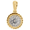 10K Yellow Gold Diamond Milgrain Circle Frame Cluster Pendant 0.60" Charm 1/6 CT