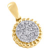 10K Yellow Gold Diamond Milgrain Circle Frame Cluster Pendant 0.60" Charm 1/6 CT