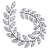 pendentif coulissant en forme de feuille de diamant véritable en or blanc 14 carats avec couronne ovale 3/4 ct.