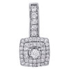 10K White Gold Diamond Cluster Fancy Halo Slide Pendant 0.75" Pave Charm 1/3 CT.