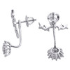 14K White Gold Real Diamond Studs Dangle / Danglers 0.90" Earrings Jacket 3/4 CT