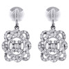 14K White Gold Round & Baguette Diamond Fancy Dangle Drop 0.75" Earrings 1/2 CT.