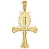 10K Yellow Gold Diamond Ankh Key Of Eternal Life Pendant Cross Charm 1.12 Ct.