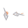 14K Rose Gold Round Diamond Geometric Arrow Symbol Sign Stud 6mm Earrings 1/2 CT