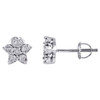 10K White Gold Round Diamond Star Frame Studs Illusion Statement Earrings 1/8 CT