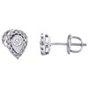 10K White Gold Round Diamond Oval Teardrop Frame Studs Illusion Earrings 1/4 CT.