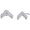 14K White Gold Round Diamond Greater-than Sign Symbol 12mm Pave Earrings 1/5 CT.