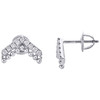 14K White Gold Round Diamond Greater-than Sign Symbol 12mm Pave Earrings 1/5 CT.