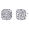 10K White Gold Round Diamond Milgrain Cushion Frame Studs 8mm Earrings 1/3 CT.