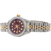 Damenuhr Rolex Datejust Jubilee 6917, 18 Karat Gold/Stahl, Diamantuhr, rotes Zifferblatt, 1 ct.