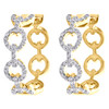 10K Yellow Gold Round Cut Diamond Pave Set Statement 0.75" Hoop Earrings 1/3 CT.