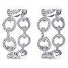 10K White Gold Round Diamond Oval Frame Cluster Hoop 0.75" Pave Earrings 1/3 CT.