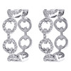 10K White Gold Round Diamond Oval Frame Cluster Hoop 0.75" Pave Earrings 1/3 CT.