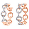 10K Rose Gold Round Cut Diamond Fancy Statement 0.75" Hoop Pave Earrings 1/3 CT.