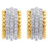 14K Yellow Gold Real Diamond Milgrain Border Hoop 0.60" Cocktail Earrings 3/4 CT