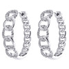 10K White Gold Round Diamond Oval Frame Cluster Hoop 0.75" Pave Earrings 1/5 CT.