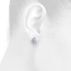 14K White Gold Round Diamond Geometric Arrow Sign Hoop 0.60" Earrings 1/2 CT.