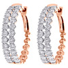 14K Rose Gold Round Cut Diamond U Shape Prong Set Hoop 0.95" Fancy Earrings 2 CT