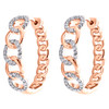 10K Rose Gold Round Diamond Oval Frame Cluster Hoop 0.75" Pave Earrings 1/3 CT.