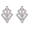 14K Rose Gold Round Diamond Geometric Arrow Sign Hoop 0.60" Pave Earrings 1/2 CT