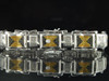 Mens Black & Yellow Diamond Link Bracelet .925 Sterling Silver Round Pave 3 Ct