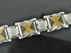 Mens Black & Yellow Diamond Link Bracelet .925 Sterling Silver Round Pave 3 Ct