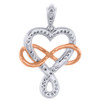 10K Two Tone Gold Round Cut Diamond Heart and Infinity Pendant Charm 0.12 Ct.