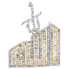 10K Yellow Gold Baguette Diamond Islamic Allah Arabic Pendant 1.2" Charm 1.25 CT