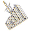 10K Yellow Gold Baguette Diamond Islamic Allah Arabic Pendant 1.2" Charm 1.25 CT
