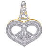 10K Yellow Gold Baguette Diamond Love & Heart Pendant Peace Symbol Charm 1 CT.