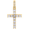 10K Yellow Gold Diamond Prong Set Cross 1 Row Solitaire Pendant 1" Charm 0.65 CT