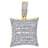 10K Yellow Gold Baguette Diamond Square Medallion Pendant 1.30" Charm 1.25 CT.