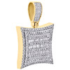 10K Yellow Gold Baguette Diamond Square Medallion Pendant 1.30" Charm 1.25 CT.