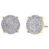 10K Yellow Gold Genuine 4-Prong Diamond Square 3D Stud 10mm Pave Earrings 1/3 CT
