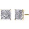 10K Yellow Gold Genuine 4-Prong Diamond Circle 3D Stud 10mm Pave Earrings 1/3 CT