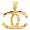 14K Yellow Gold Diamond Custom Double CC Initial Pendant 1" Letter Charm 1.25 CT