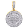 10K Yellow Gold Baguette Diamond Circle Medallion Pendant 1.45" Charm 1.33 CT.