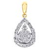 14K Yellow Gold Baguette Diamond Teardrop Statement Cluster Pendant Charm 1/2 CT