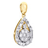 14K Yellow Gold Baguette Diamond Teardrop Statement Cluster Pendant Charm 1/2 CT