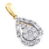 14K Yellow Gold Baguette Diamond Teardrop Statement Cluster Pendant Charm 1/2 CT