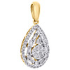 14K Yellow Gold Baguette Diamond Teardrop Oval Halo Cluster Pendant Charm 1/2 CT