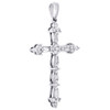 10K White Gold Baguette Diamond Cluster Cross Pendant 1.25" Fancy Charm 1/2 CT.