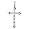 10K White Gold Baguette Diamond Cluster Cross Pendant 1.25" Fancy Charm 1/2 CT.